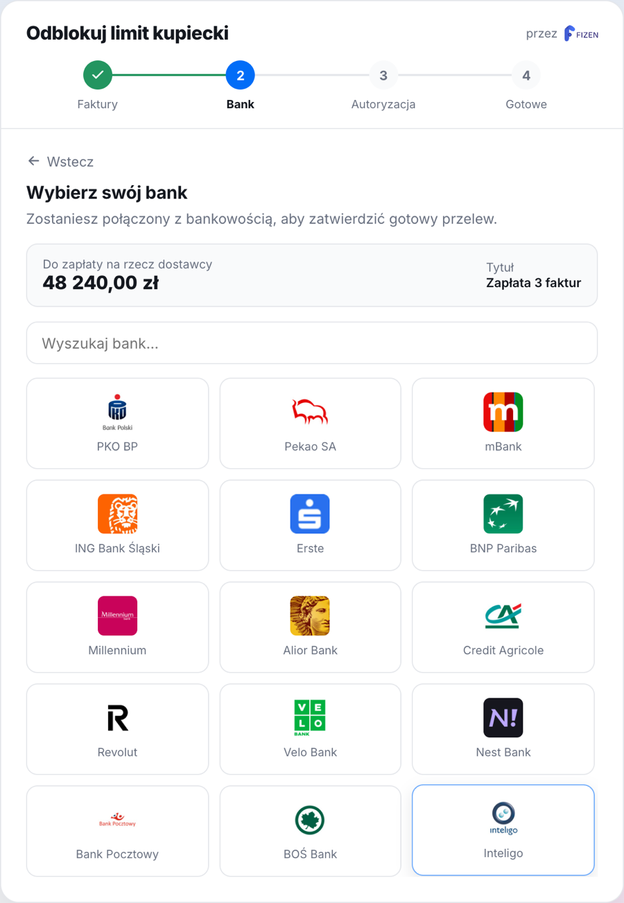 Choosing the bank in the widget